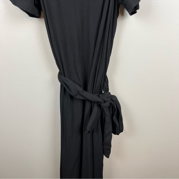 Rachel Pally Crepe Sibil Dress XS Black Square Neck Flutter Sleeve Tie Waist - Picture 8 of 12